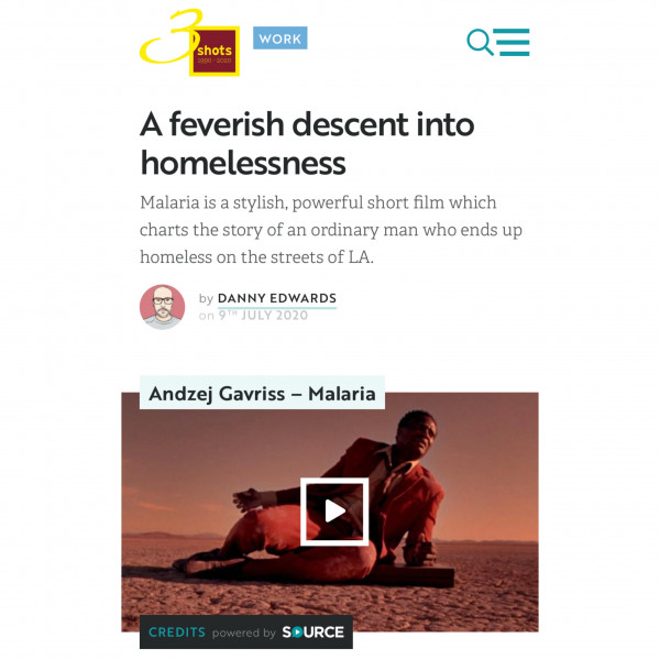 Malaria featured at shots.net. Director Andzej Gavriss, DP - Anatol Trofimov